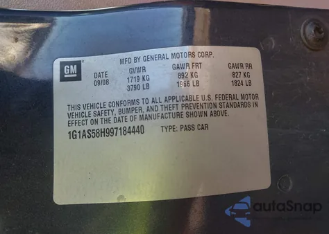 2009 Chevrolet Cobalt Ls из США, поврежденный, VIN 1G1AS58H997184440